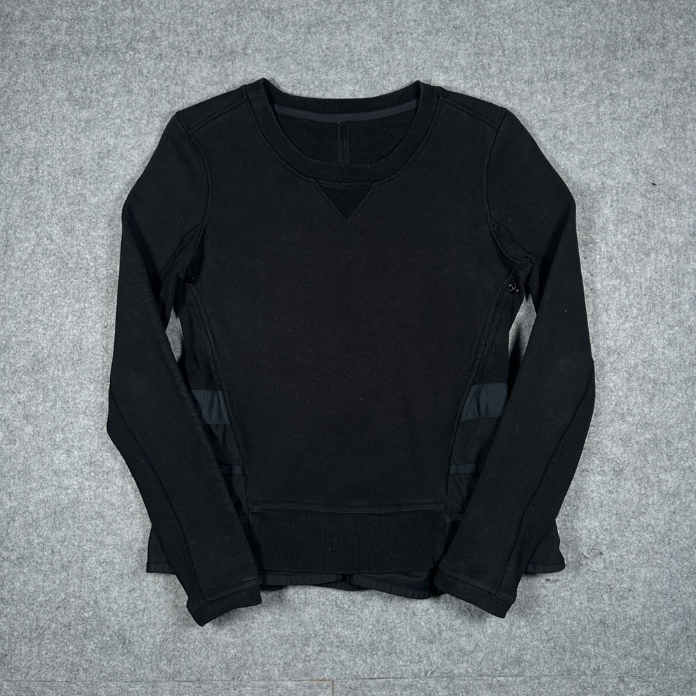 Lululemon Ruffled up pullover‎ Sweatshirt Women Medium Black Athleisure workout